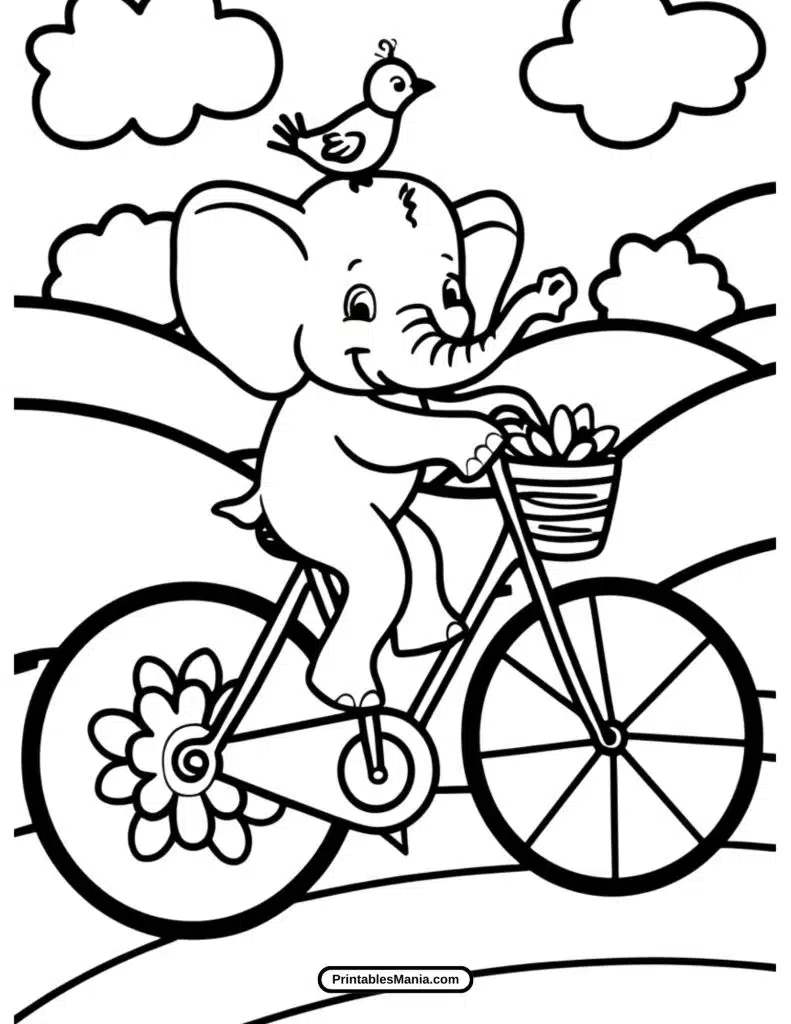 cute baby elephant coloring page for kids to enjoy