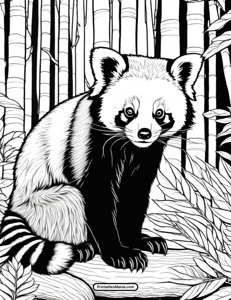 free printable red panda coloring page pdf