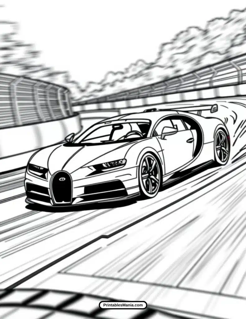 bugatti coloring page – luxury supercar in high-quality outlines