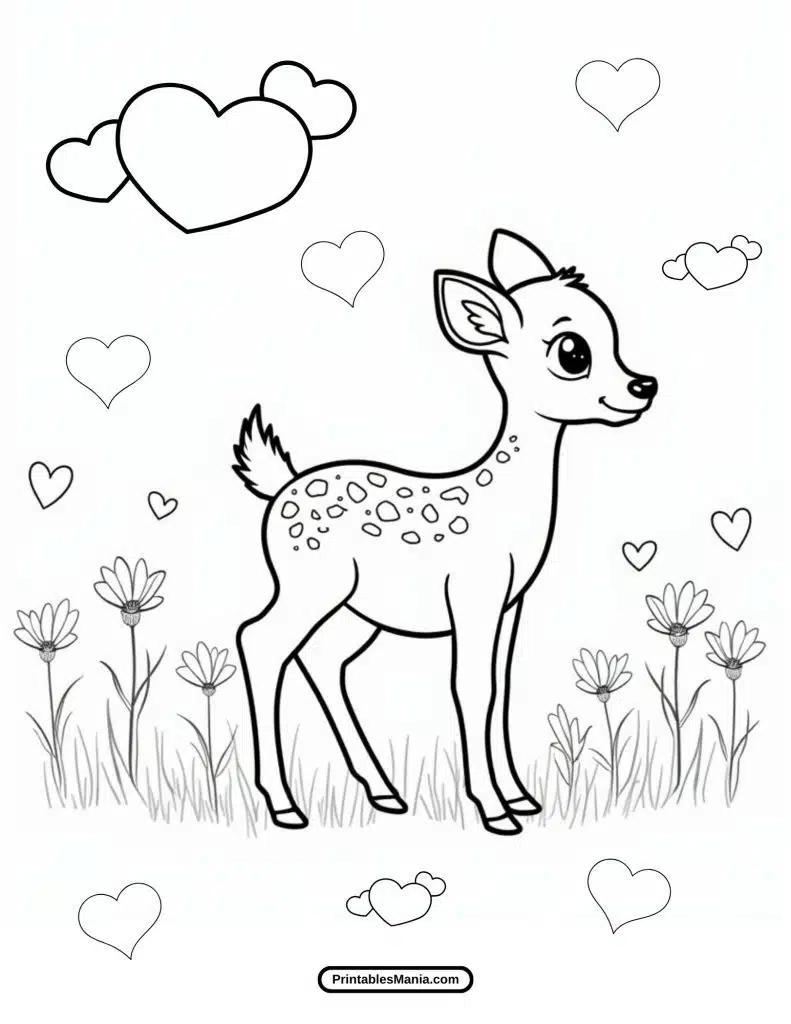 printable baby deer fawn coloring sheet