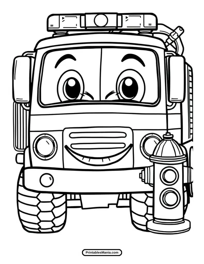 fire truck coloring page for kids