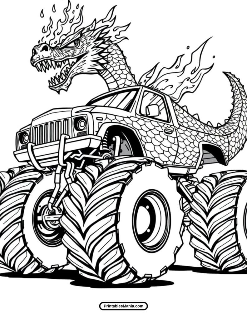 monster truck coloring page for kids