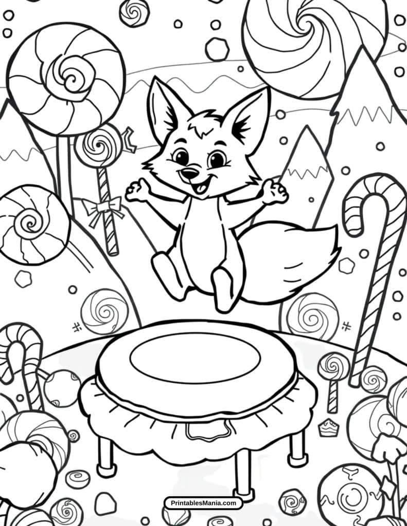 cute baby fox coloring page for kids and preschoolers