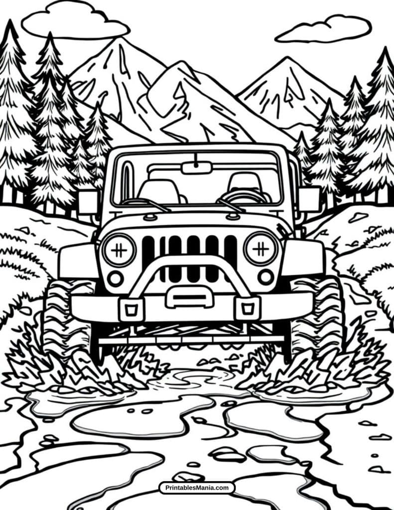 classic jeep coloring page for kids