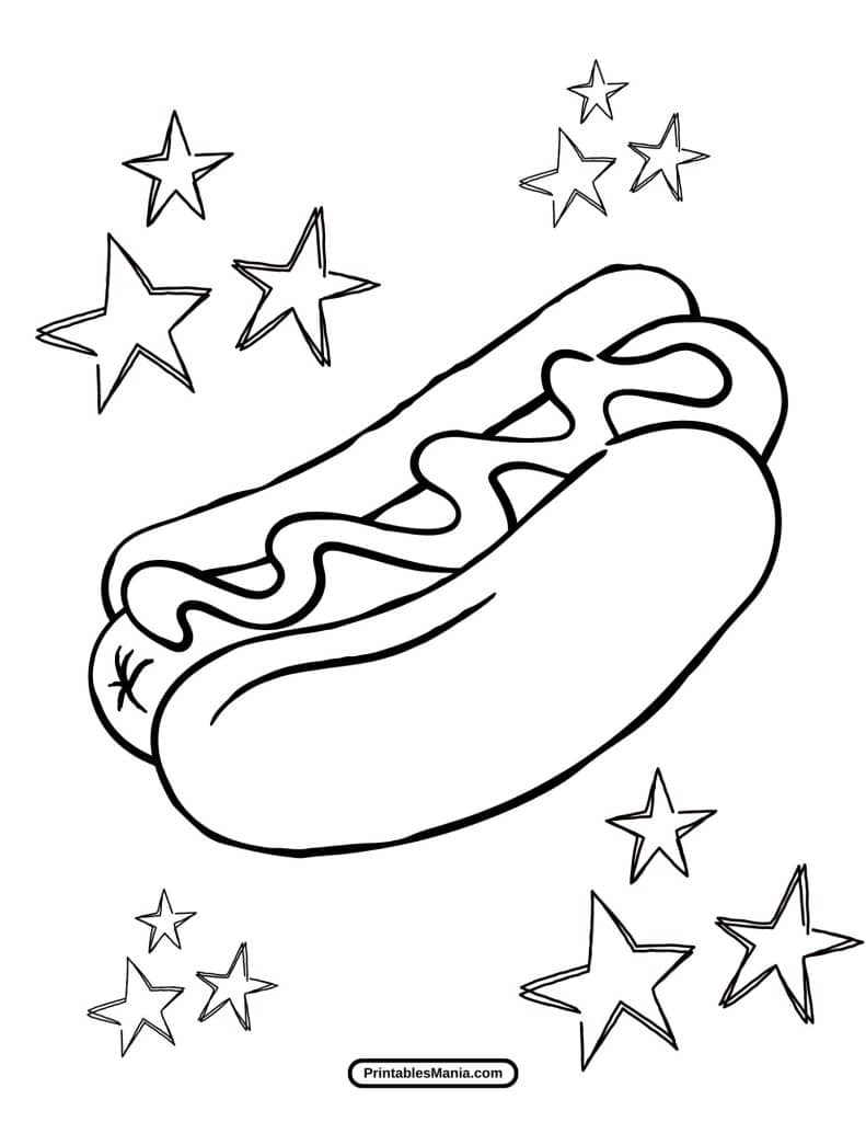 hot dog coloring page free pdf