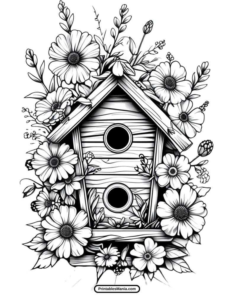 spring blossom detailed coloring page