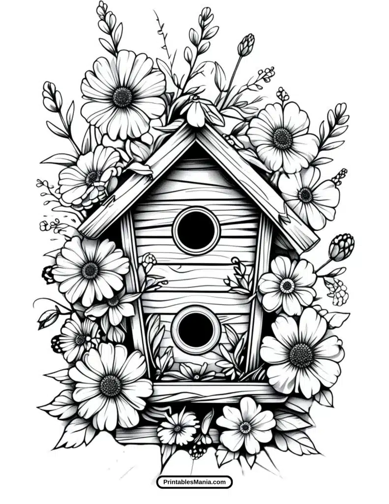 spring blossom detailed coloring page