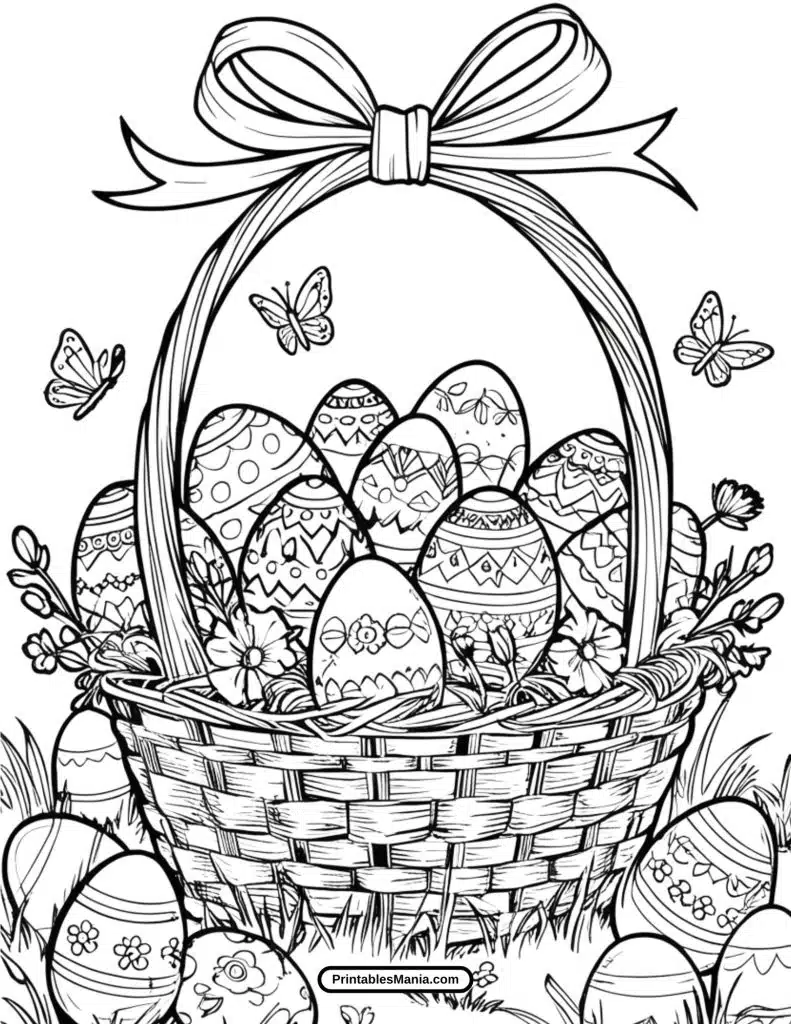 printable easter eggs and basket coloring page