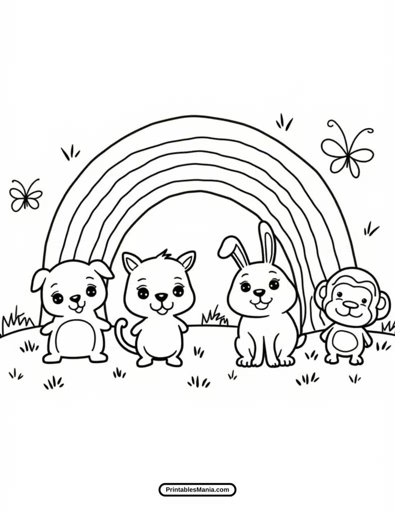 kids learning activity with rainbow coloring page