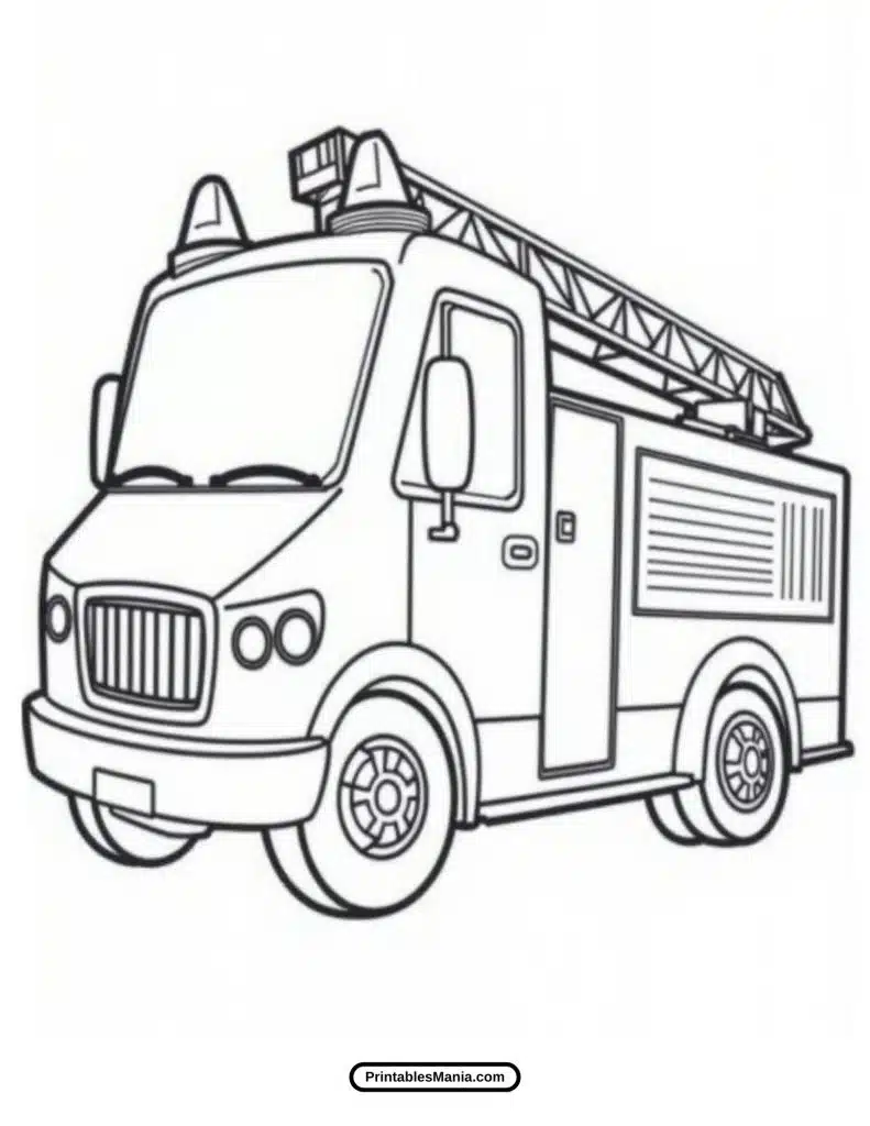 easy fire truck coloring page