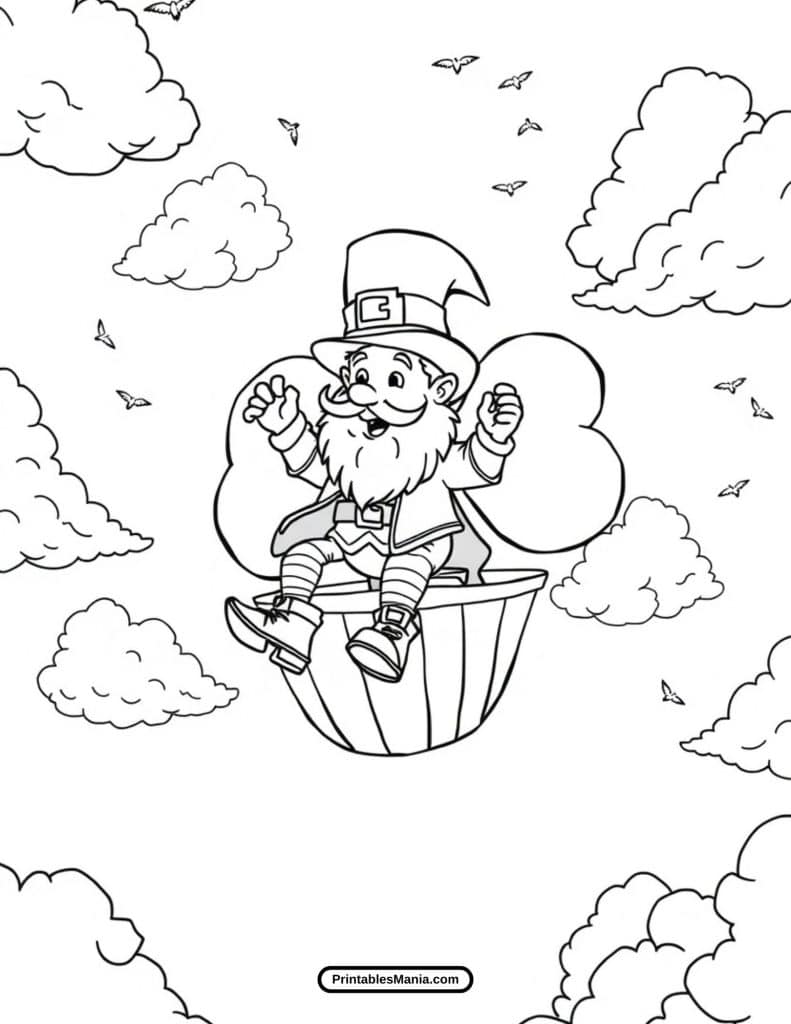 cute leprechaun printable coloring page for a lucky celebration