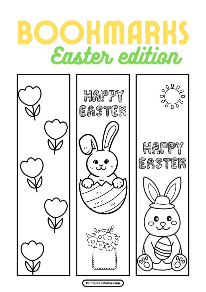 easter bookmarks for kids to color and decorate with markers