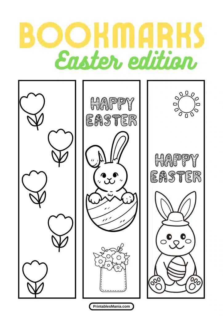 easter bookmarks for kids to color and decorate with markers