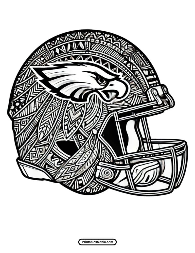 downloadable eagles helmet coloring page for sports fans