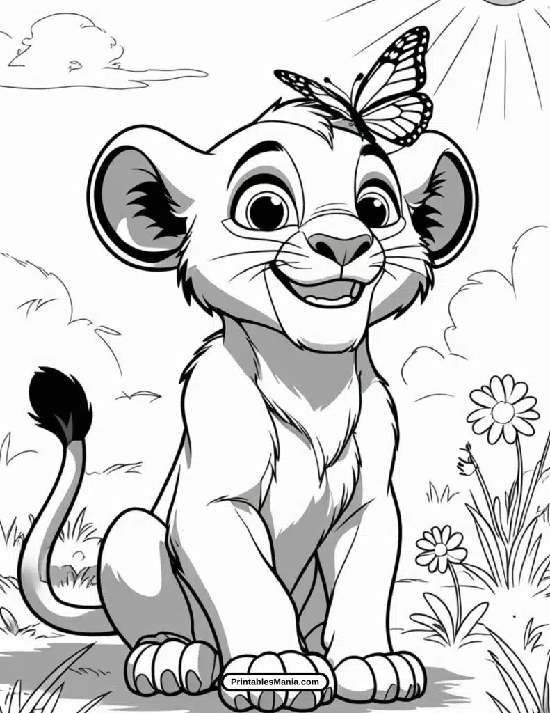 simba looking majestic coloring sheet