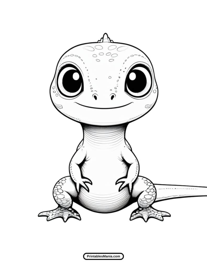 fun nature-themed coloring page with a lizard