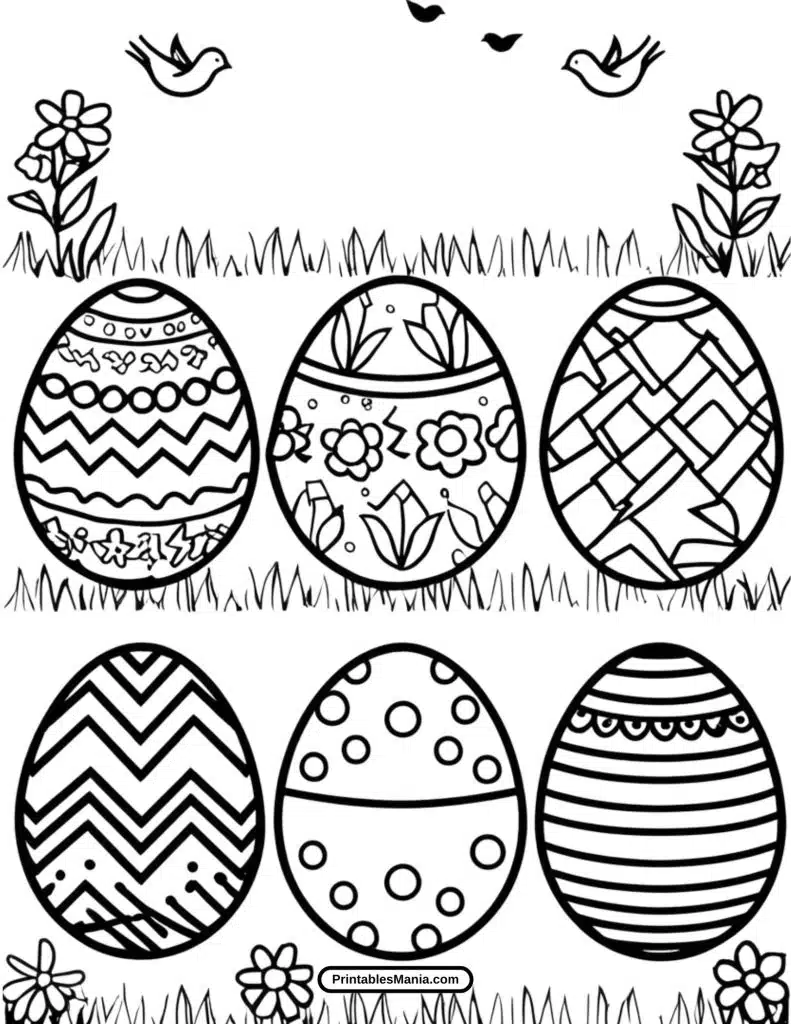 detailed easter egg patterns coloring sheet