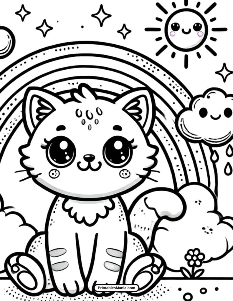 adorable baby animals with rainbow coloring sheet