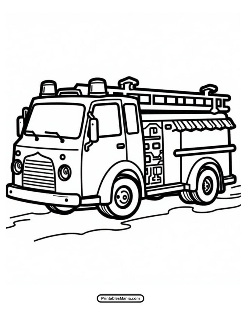 classic fire engine to coloring page