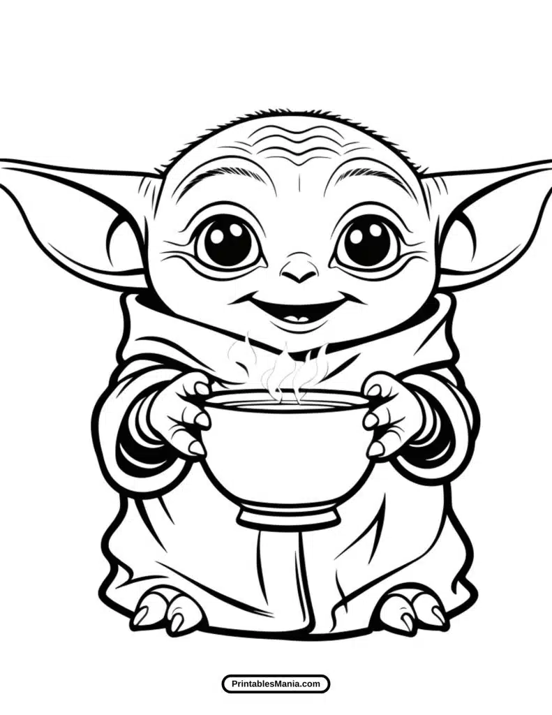 baby yoda star wars character coloring sheet