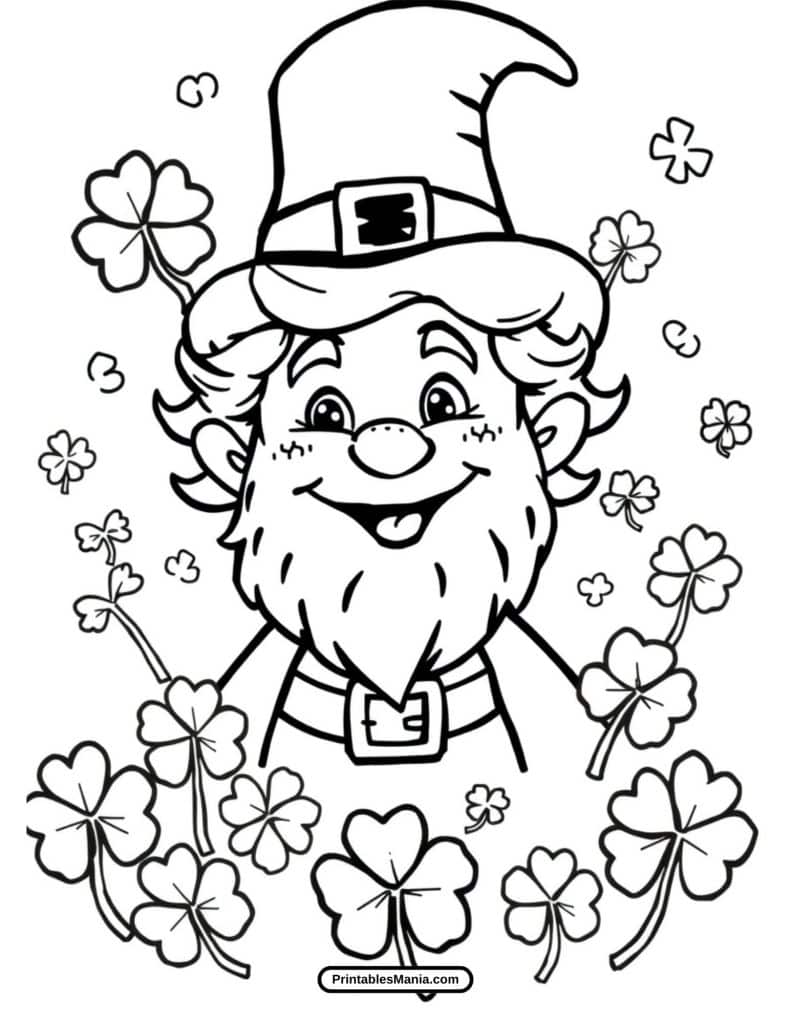 leprechaun cartoon character coloring sheet for kids