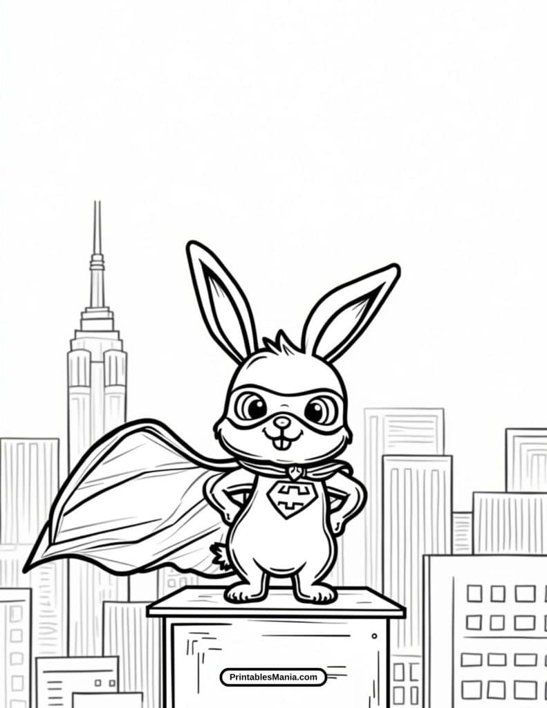 bunny hero coloring page