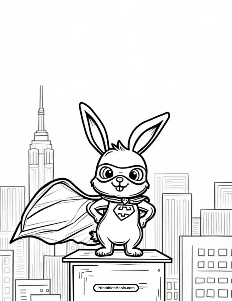 bunny hero coloring page