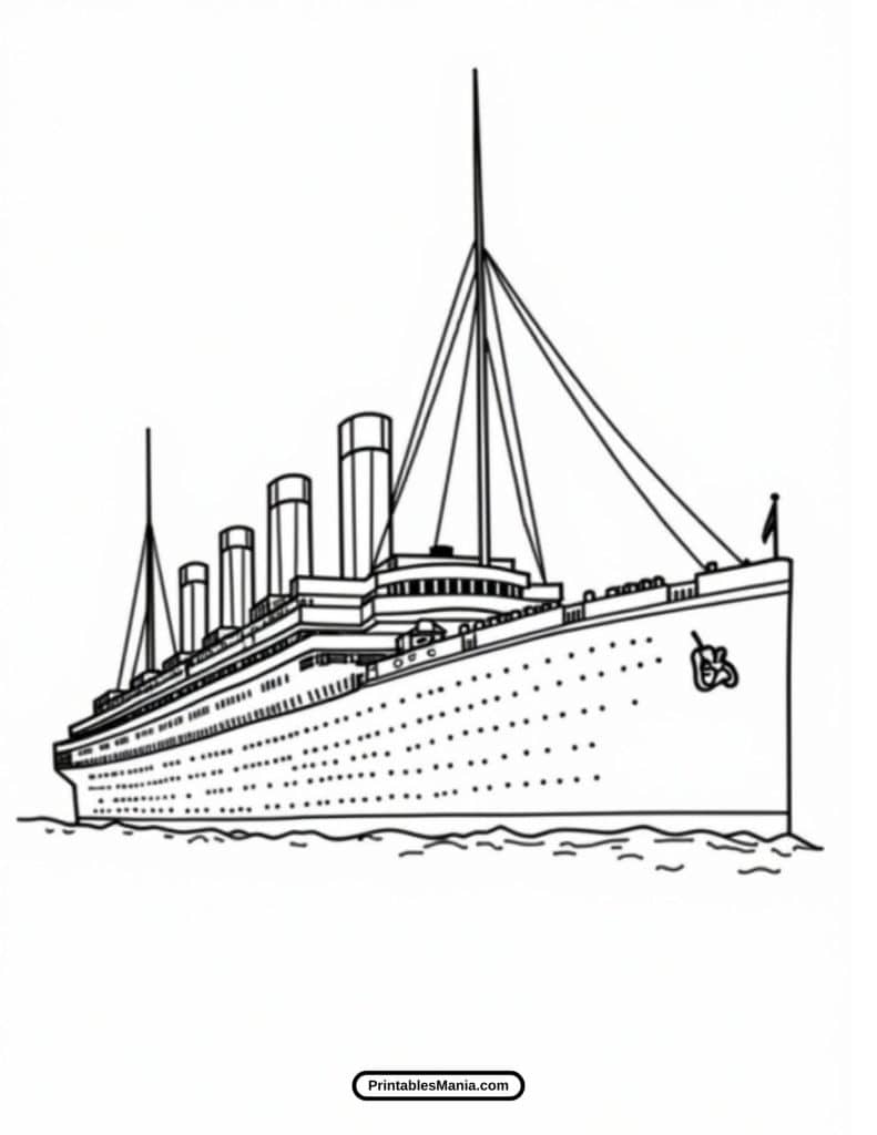 easy titanic coloring worksheet