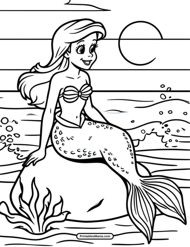 classic disney ariel coloring page ready for vibrant creativity