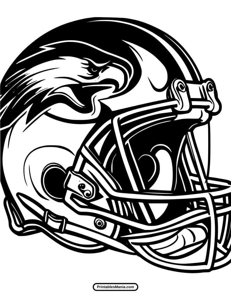 sports team helmet black-and-white coloring page