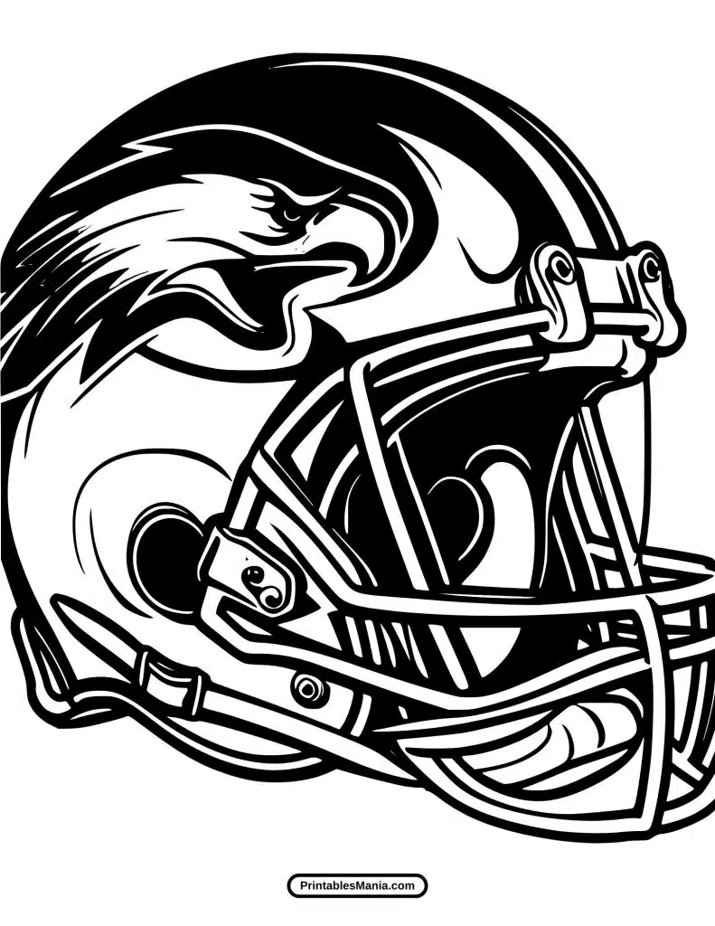 sports team helmet black-and-white coloring page