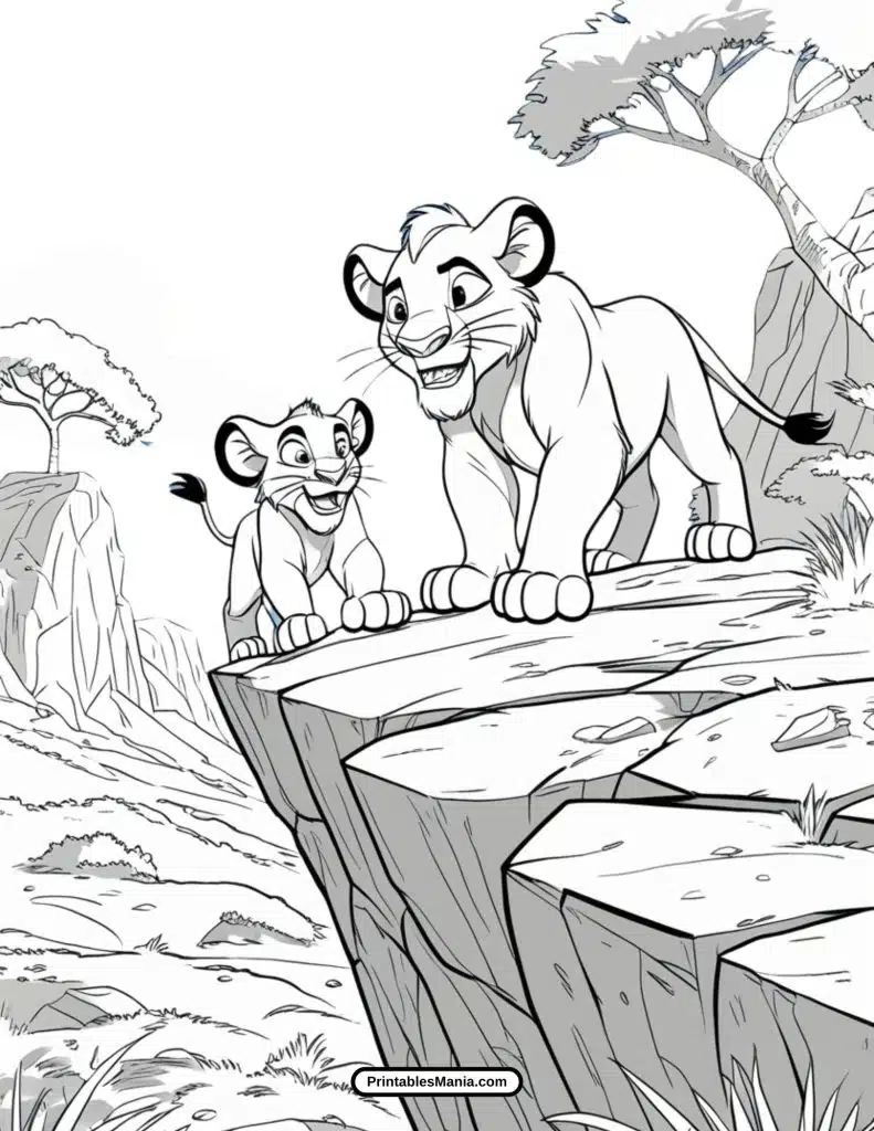 nala and simba discussing coloring sheet