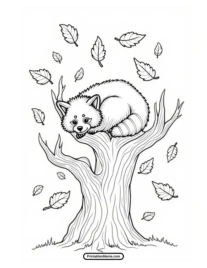 simple red panda outline coloring sheet