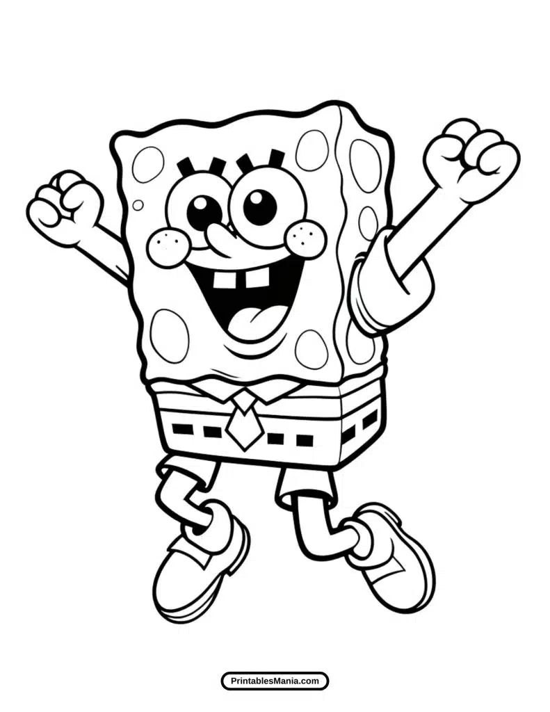 happy spongebob jumping with joy