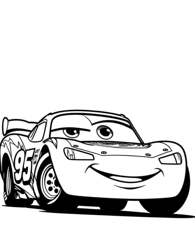 simple lightning mcqueen coloring page for little hands