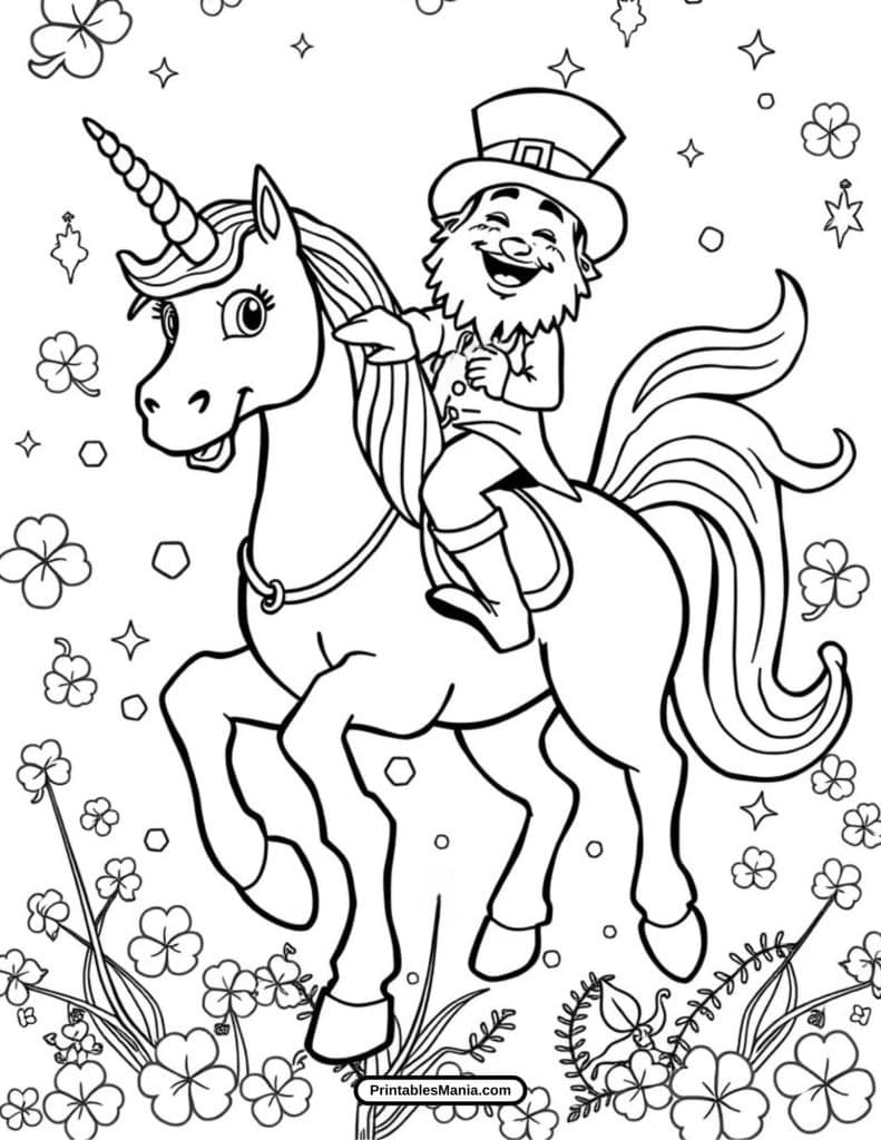 funny leprechaun coloring page