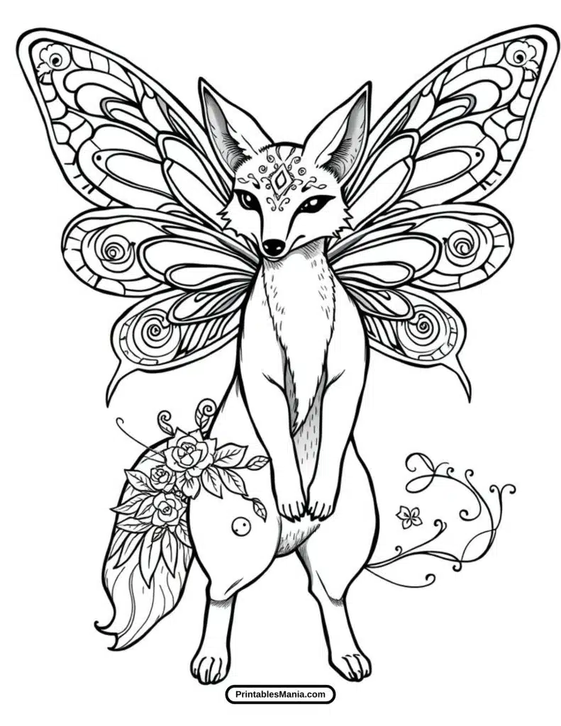 mandala fox coloring sheet with intricate designs for kids