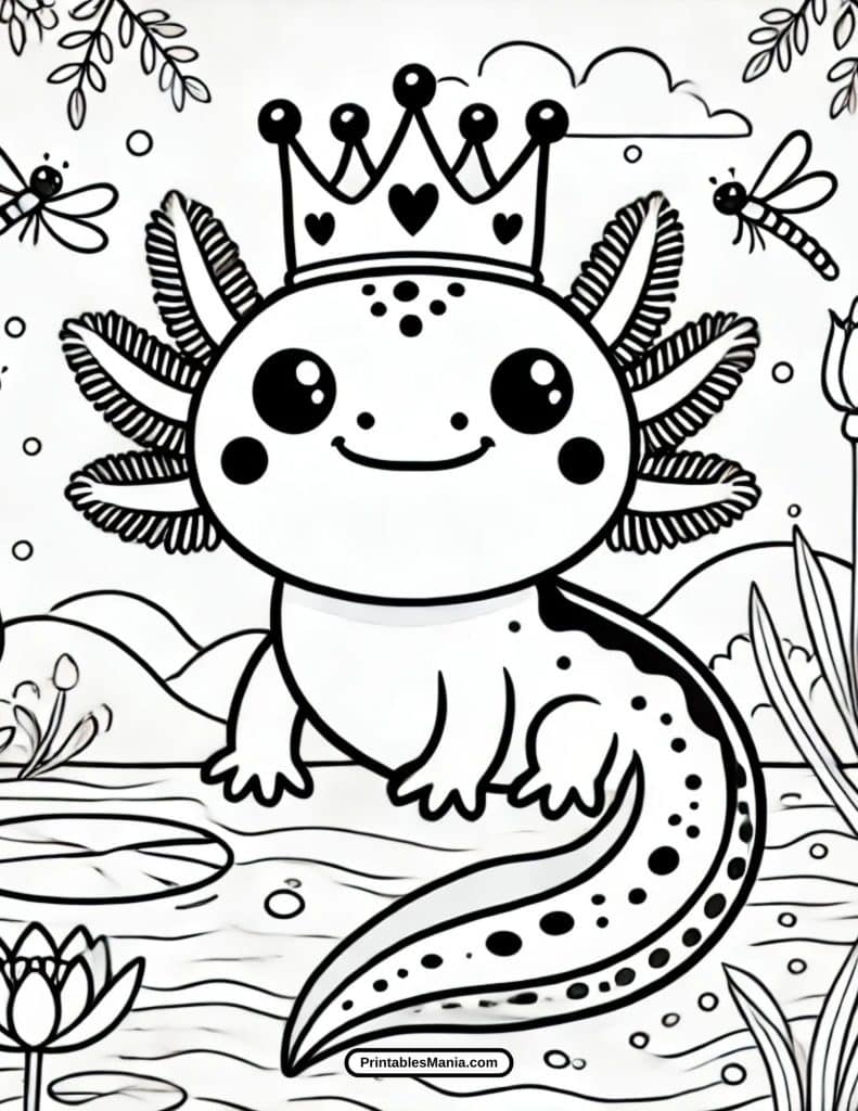 simple and fun axolotl coloring page