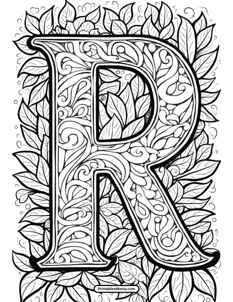 letter R drawing for coloring