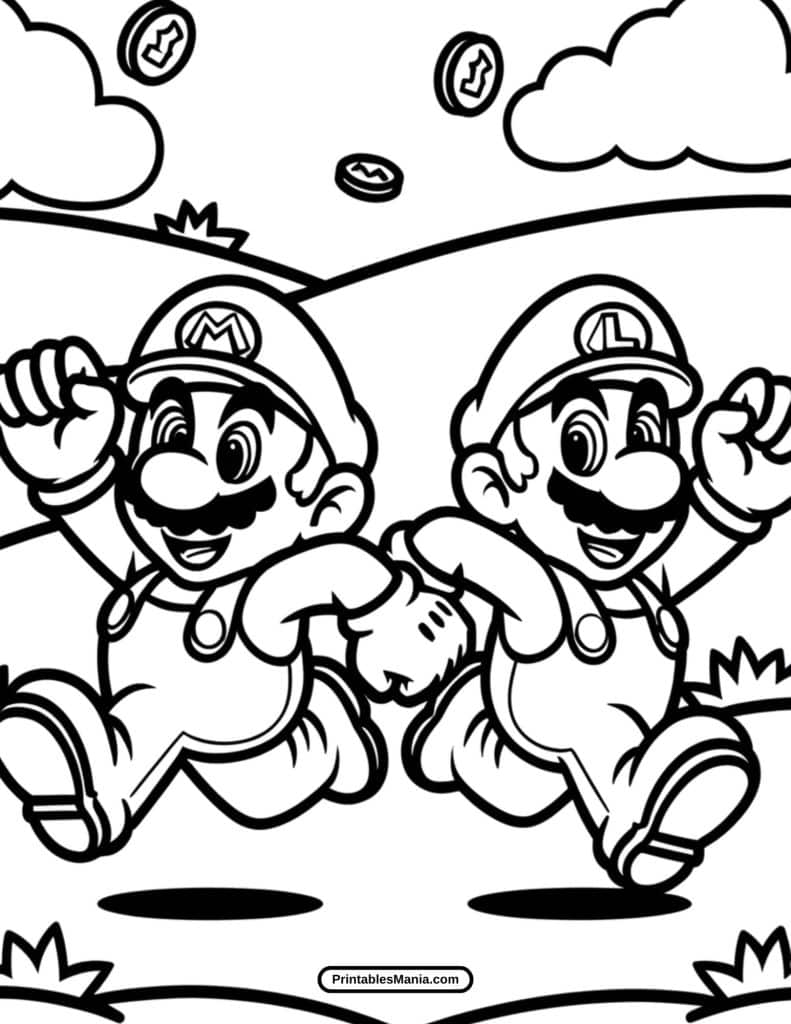 simple mario and friends coloring page