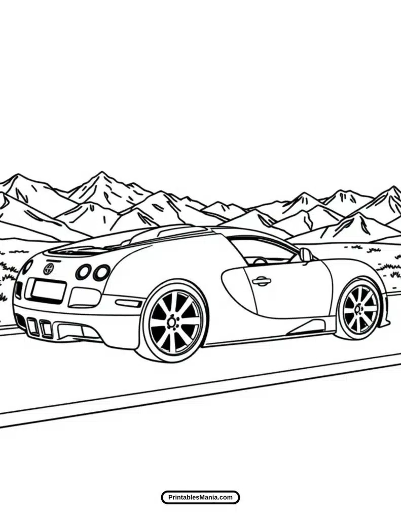 color your own bugatti with these printable pages