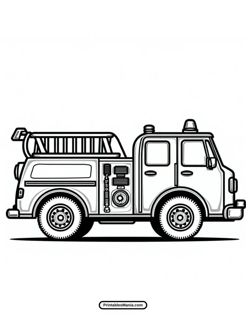 detailed fire engine coloring drawing