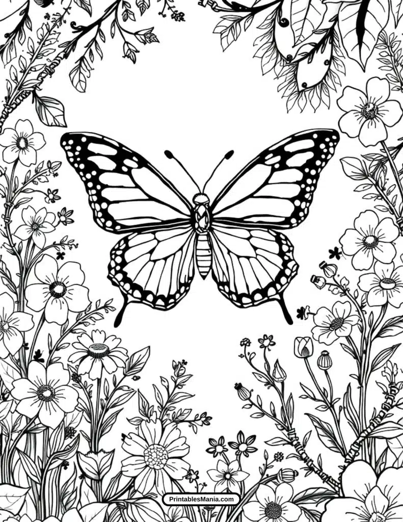 free butterfly coloring page to print