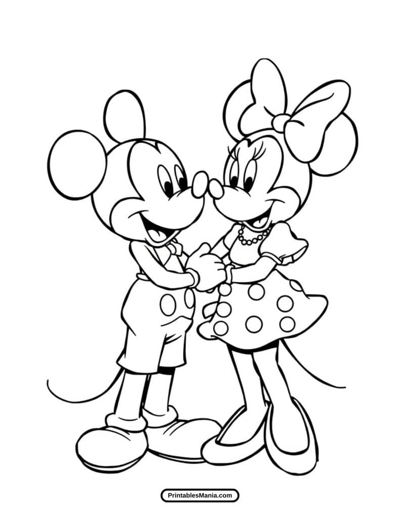 coloring sheet of mickey mouse and minnie