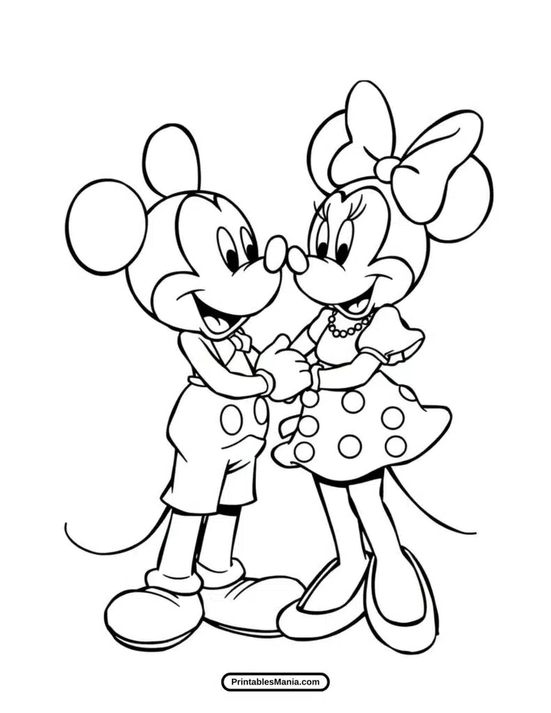 coloring sheet of mickey mouse and minnie