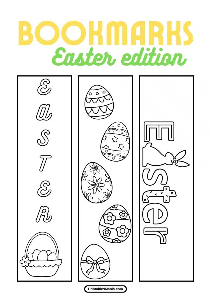 kids’ easter bookmarks printable with easy-to-cut designs