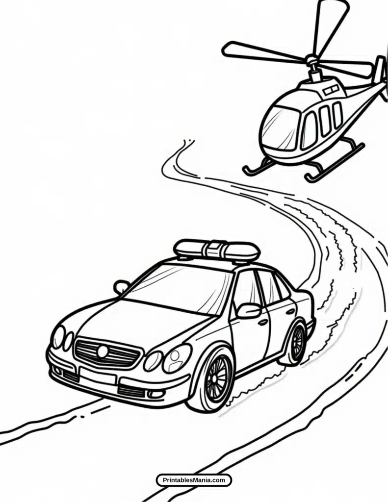 easy patrol car coloring page with clear details