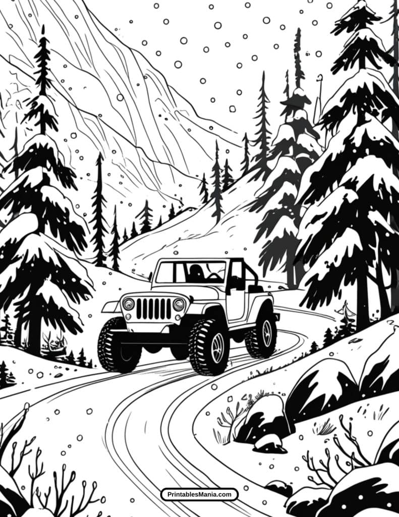 detailed jeep drawing for coloring