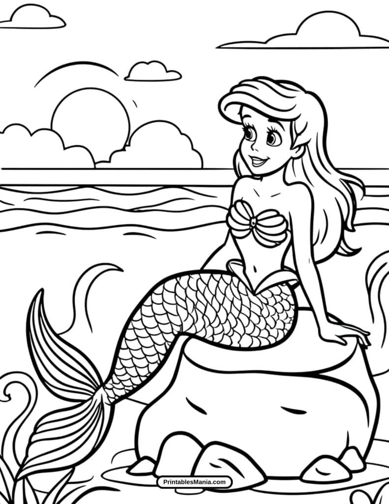 ariel mermaid coloring page inviting colorful interpretations