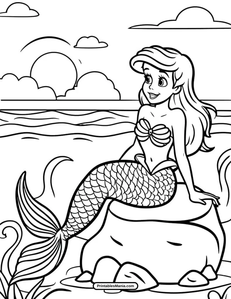 ariel mermaid coloring page inviting colorful interpretations